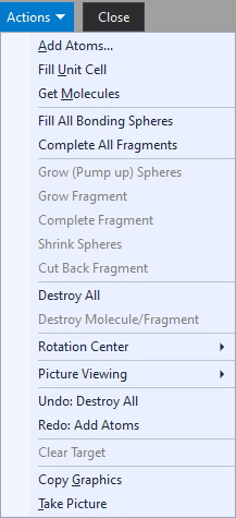 Actions menu of exploration controller
