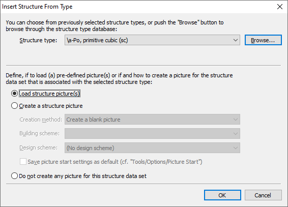 Insert Structure From Type dialog