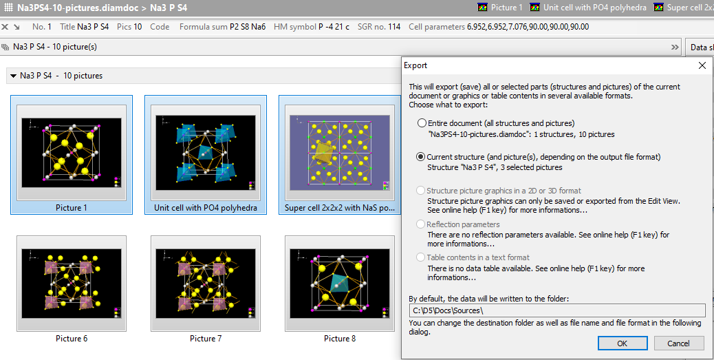 Screenshot of Export dialog
