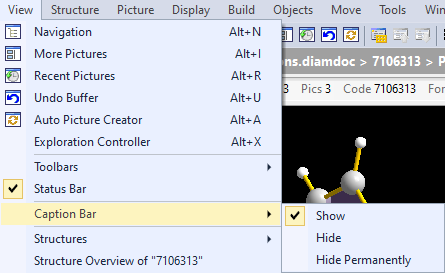 Caption bar menu commands