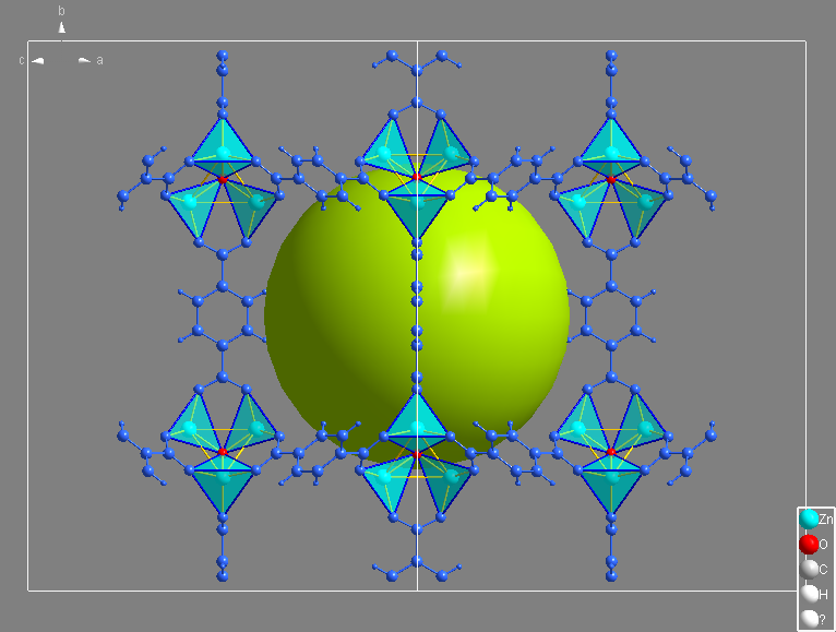 MOF-5 compound COD:1516287: target picture with all terephtalate units colorized